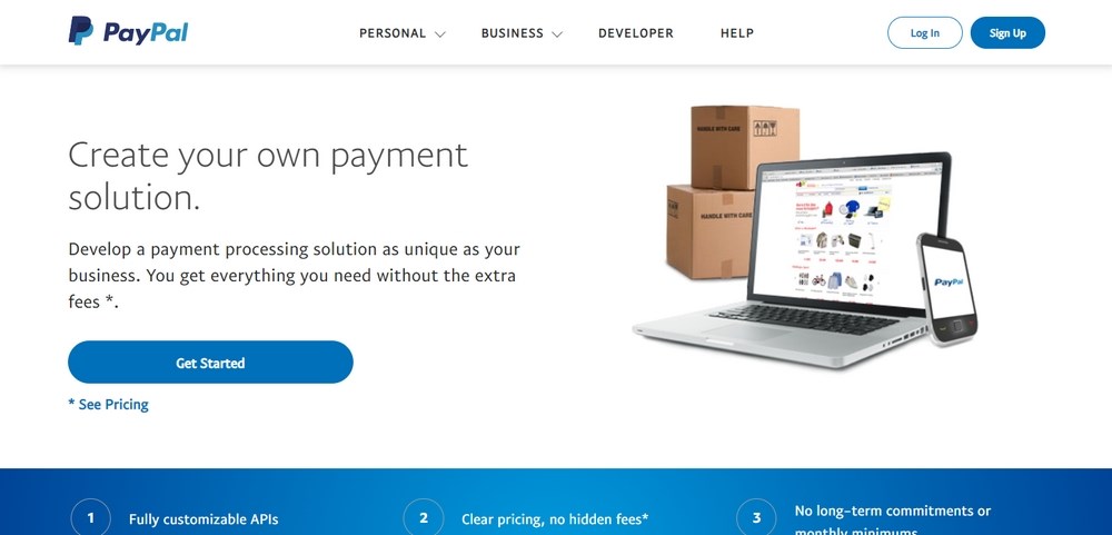 PayPal Pro homepage